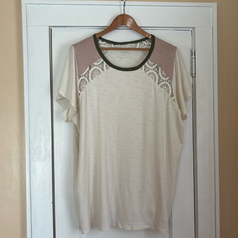 Torrid short sleeved baseball tee. Beautiful lace insets. Size 4.